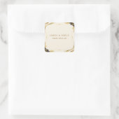 Elegante Zwarte & Gouden Bruiloft Vierkante Sticker (Tas)