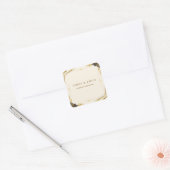 Elegante Zwarte & Gouden Bruiloft Vierkante Sticker (Envelop)