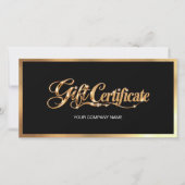 Elegante zwarte & gouden cadeaubon | Aangepast  (Voorkant)