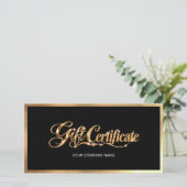 Elegante zwarte & gouden cadeaubon | Aangepast  (Staand voorkant)