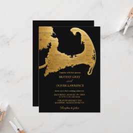 Elegante zwarte gouden Cape Cod Huwelijkskaart Kaart