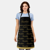 Elegante Zwarte Gouden Chocolade Personeelsuniform Schort (Gedragen)