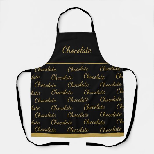 Elegante Zwarte Gouden Chocolade Personeelsuniform Schort (Voorkant)