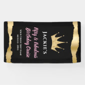 Elegante zwarte gouden cruisedeur 50e verjaardag spandoek (Horizontaal)