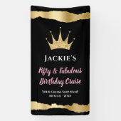 Elegante zwarte gouden cruisedeur 50e verjaardag spandoek (Verticaal)