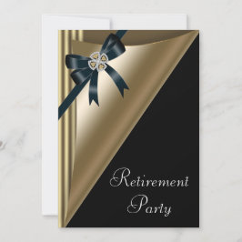 Elegante zwarte gouden diamanten pensioenfeest voo kaart