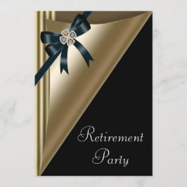 Elegante zwarte gouden diamanten pensioenfeest voo kaart