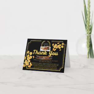 Elegante zwarte & gouden diploma kaart bedankautoo