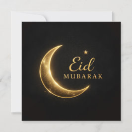 Elegante Zwarte & Gouden Eid Mubarak Kaart – Premi