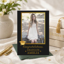 Elegante Zwarte Gouden Foto Afstudeercongratulatie