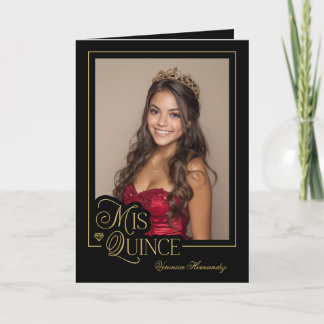 Elegante Zwarte Gouden Foto Mis Quince Quinceañera
