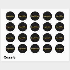 Elegante zwarte & gouden 'Gefeliciteerd' ronde sti Sticker
