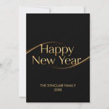 Elegante Zwarte Gouden Gelukkig Nieuwjaar Familie 