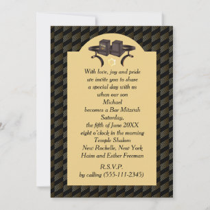 Elegante Zwarte Gouden Geometrische Bar Mitswa Tef Kaart