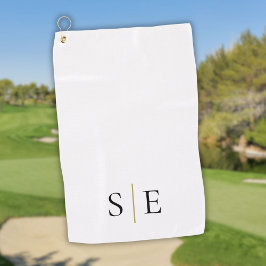 Elegante zwarte gouden gepersonaliseerde monogram  golfhanddoek