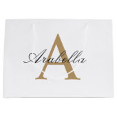 Elegante Zwarte Gouden Gepersonaliseerde Monogram  Groot Cadeauzakje (Voorkant)