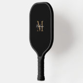 Elegante zwarte gouden gepersonaliseerde monogramn pickleball paddle (Links)