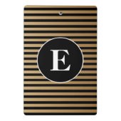 Elegante Zwarte Gouden Gestreepte Monogram Mini Klembord (Achterkant)