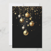 Elegante Zwarte Gouden Glitter Bal Kerstfeest Kaart (Achterkant)