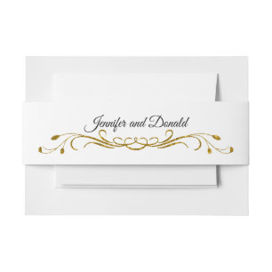 Elegante Zwarte Gouden Glitter Broche Uitnodigingen Wikkel