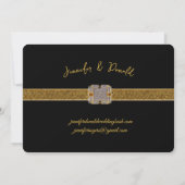 Elegante Zwarte Gouden Glitter Bruiloft Save The Date (Achterkant)