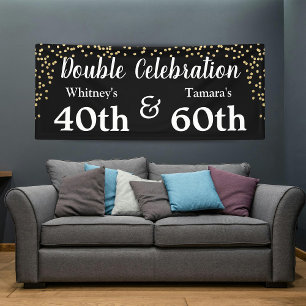 Elegante Zwarte Gouden Glitter Gezamenlijke Volwas Spandoek
