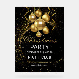 Elegante Zwarte Gouden Glitter Kerstfeest Acryl Bord