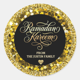 Elegante ZWARTE Gouden Glitter Ramadan Ronde Sticker