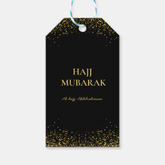 Elegante Zwarte Gouden Hajj Mubarak  Cadeaulabel