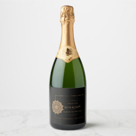 Elegante Zwarte & Gouden Huwelijk – Persoonlijk Sparkling Wijnetiket