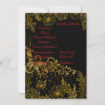 Elegante zwarte & gouden huwelijksdetails kaart |