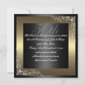 Elegante zwarte/gouden huwelijksverjaardagsuitnodi kaart (Achterkant)