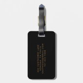 Elegante zwarte gouden initiaal script naam bagagelabel (Achterkant verticaal)