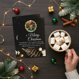 Elegante Zwarte & Gouden Kerstkaart voor het Gezin Save The Date