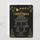 Elegante Zwarte Gouden Kerstman Kerst Uitnodiging (Voorkant)
