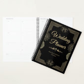Elegante zwarte gouden luxe chique bruiloft planner (Display)