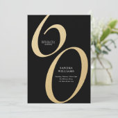 Elegante zwarte gouden minimalistische 60e verjaar kaart (Staand voorkant)