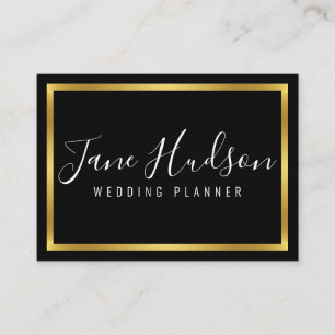 Elegante Zwarte Gouden Minimalistische Bewerkbare  Visitekaartje