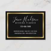 Elegante zwarte gouden minimalistische bewerkbare  visitekaartje (Achterkant)