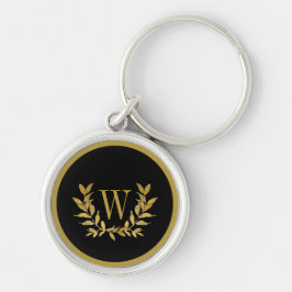 Elegante Zwarte Gouden Moderne Monogram Stijl Sleutelhanger