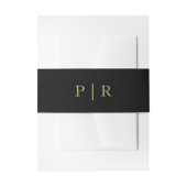 Elegante Zwarte Gouden Monogram Bruiloft Uitnodigingen Wikkel (Voorkant Voorbeeld)
