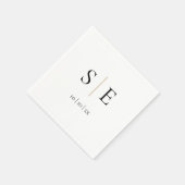 Elegante Zwarte Gouden Monogram Datum Minimalistis Servet (Hoek)