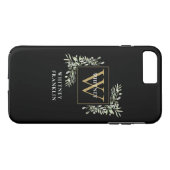 Elegante zwarte gouden monogram groen gepersonalis Case-Mate iPhone case (Achterkant (Horizontaal))