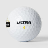 Elegante zwarte gouden monogram naam initiaal golfballen (Logo)