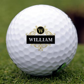 Elegante zwarte gouden monogram naam initiaal golfballen
