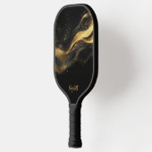 Elegante zwarte gouden monogram naam pickleball paddle (Links)