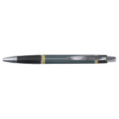 Elegante zwarte gouden monogram pinstripe pen (Achterkant)