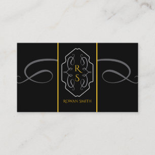 Elegante zwarte gouden monogram presentatiekaart visitekaartje