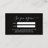 Elegante Zwarte Gouden Monogram Script Afspraak Afsprakenkaartje (Achterkant)