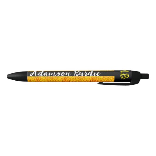 Elegante Zwarte Gouden Monogram Script Naam, Luxe Inkt Pen (Bodem)